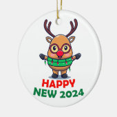 ハッピーニューズ2024年トナカイ セラミックオーナメント (左)