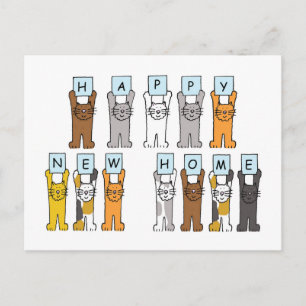 ハッピーニューホームかわいい猫たち ポストカード