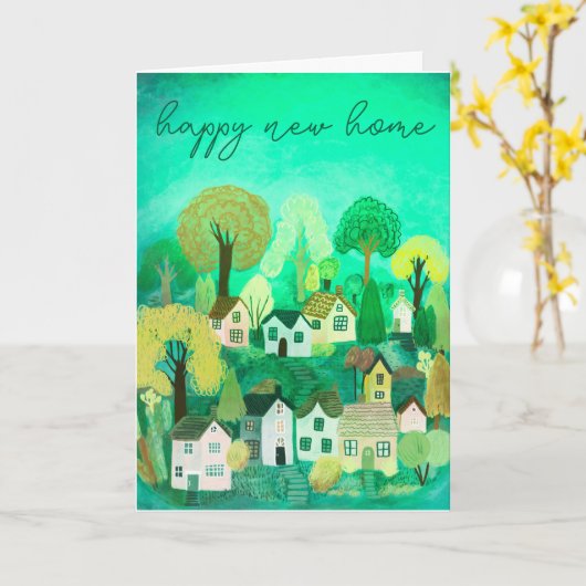 ハッピーニューホームカワイカントリービレッジイラストレーション カード (黄色い花)