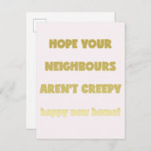 ハッピーニューホーム |不気味な隣人 – おもしろい引用文 案内ポストカード (正面/裏面)