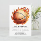 ハッピーネットウォーターカラーバスケットボール誕生日 招待状 (スタンド正面)