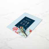 ハッピーノウルーズブルーソングバードフォイルハガキ 箔シーズンポストカード (回転した状態)