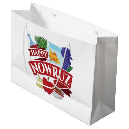 ハッピーノウルーズペルシャ新年の休日 ラージペーパーバッグ (正面アングル)