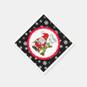 ハッピーノエル格言サンタ&トナカイのクリスマス スタンダードカクテルナプキン (角)