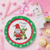 ハッピーノエル格言サンタ&トナカイのクリスマス ペーパープレート (パーティー)