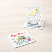 ハッピーノーズハフトシンおもしろいテーブル スクエアペーパーコースター (インサイチュ)