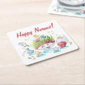 ハッピーノーズハフトシンおもしろいテーブル スクエアペーパーコースター (アングル)