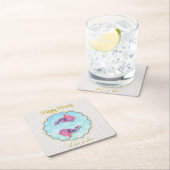 ハッピーノーズムバラクカラフル魚のオリエントパターン スクエアペーパーコースター (インサイチュ)