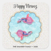 ハッピーノーズムバラク魚のオリエントパタカラフルーン スクエアシール (正面)