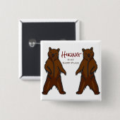 ハッピーハイキングアウトドア自然グリズリーベア 缶バッジ (正面&裏面)