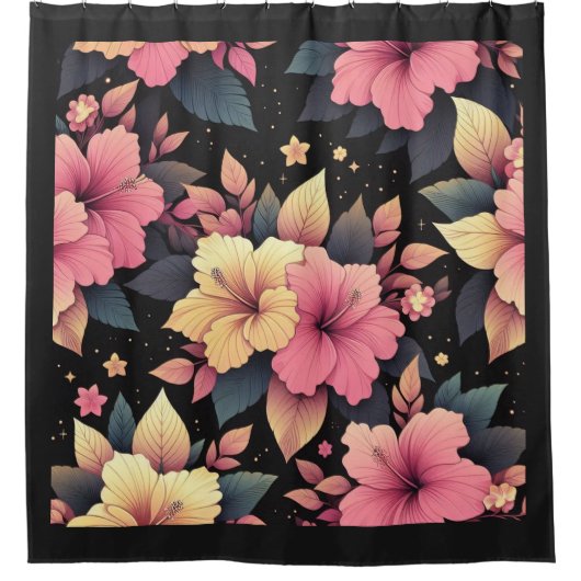 ハッピーハイビスカス シャワーカーテン (正面)