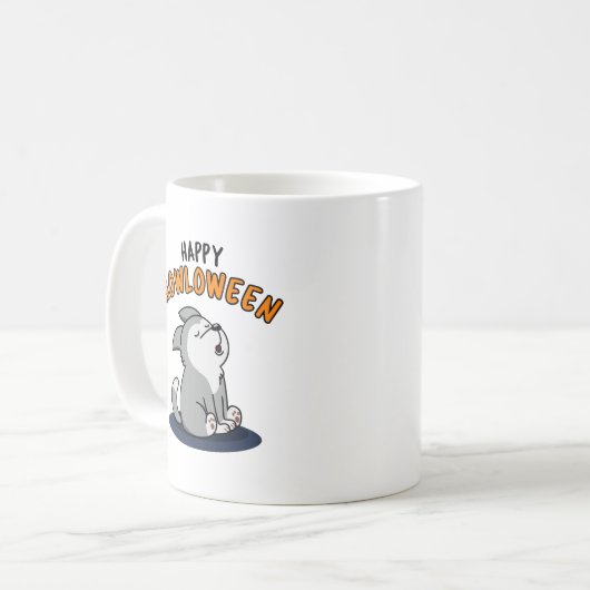 ハッピーハウウィンおもしろい犬プン コーヒーマグカップ (正面左)