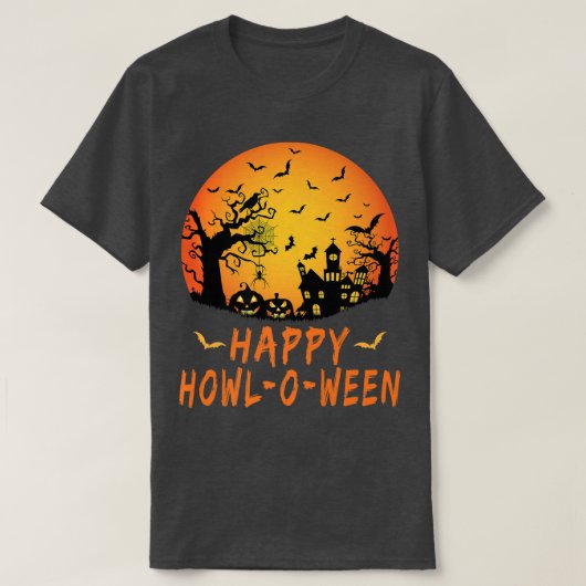 ハッピーハウウィン,怖い不気味スパイダーこうもり,ハロウィー Tシャツ (デザイン正面)