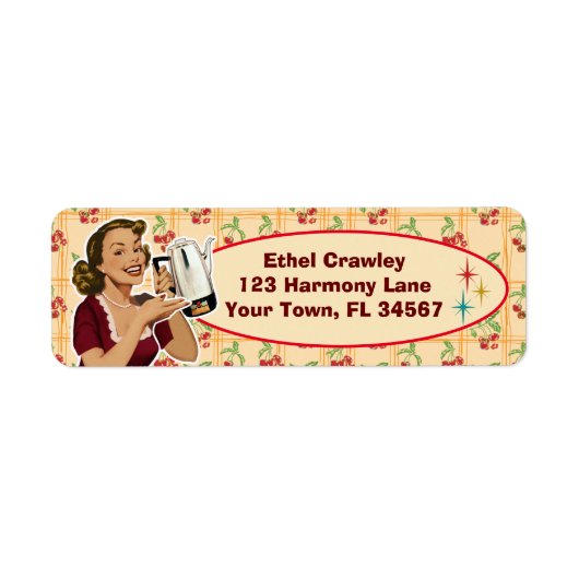 ハッピーハウスウィット差出人住所ラベル-さくらんぼBkg ラベル (正面)