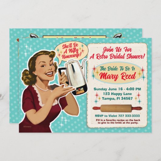 ハッピーハウスワイアブライダルシャワー招待状+レシピカード 招待状 (正面/裏面)