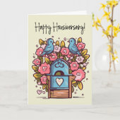 ハッピーハウスヴァリザクションメールボックスホーム記念日 カード (黄色い花)