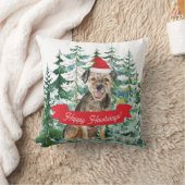 ハッピーハウデイズテ縁どリアドッグクリスマス クッション (ブランケット)