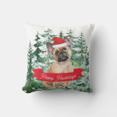ハッピーハウデイズブルドッグフランスのドッグクリスマス クッション (正面)