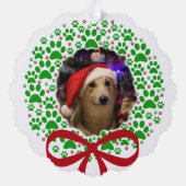 ハッピーハウリデイズおもしろいポープリントドッグフォトホリデー オーナメントカード (裏面)