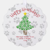 ハッピーハウリデイズおもしろいポープリントドッグフォトホリデー オーナメントカード (正面)