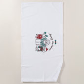 ハッピーハウリデイズおもしろい犬クリスマスギフト ビーチタオル (正面)