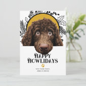 ハッピーハウリデイズアイリッシュウォータースパニエル犬ドッグクリスマス シーズンカード (スタンド正面)