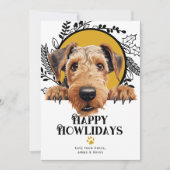 ハッピーハウリデイズアイレッデールテリアードッグクリスマス シーズンカード (正面)