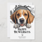 ハッピーハウリデイズアメリカンフォックスハウンドドッグクリスマス シーズンカード (正面)