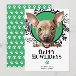 ハッピーハウリデイズアメリカンヘアレスドッグクリスマス シーズンカード