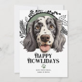 ハッピーハウリデイズイングリッシュセッタードッグクリスマス シーズンカード (正面)