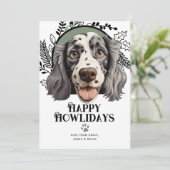 ハッピーハウリデイズイングリッシュセッタードッグクリスマス シーズンカード (スタンド正面)