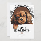ハッピーハウリデイズイングリッシュトイスパニエル犬ドッグクリスマス シーズンカード (正面)