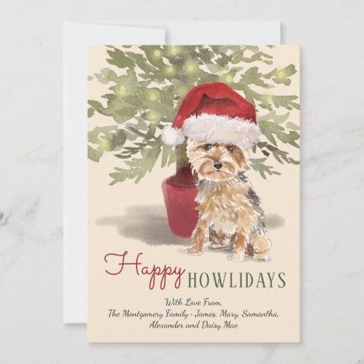 ハッピーハウリデイズウォーターカラーヨークシャーテリア シーズンカード (正面)
