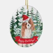 ハッピーハウリデイズカバリヤキングチャールドッグクリスマス セラミックオーナメント (右)