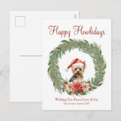 ハッピーハウリデイズカワイイヨークシャーテリアドッグ シーズンポストカード (正面/裏面)