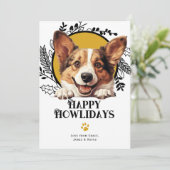 ハッピーハウリデイズカーディガンウェルシュコーギードッグクリスマス シーズンカード (スタンド正面)
