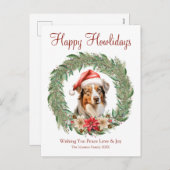 ハッピーハウリデイズキュートオーストラリア羊飼い犬 シーズンポストカード (正面/裏面)