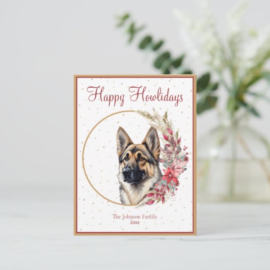 ハッピーハウリデイズキュートドイツシェパードドッグ シーズンポストカード (スタンド正面)