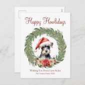 ハッピーハウリデイズキュートミニチュアシュナウツァードッグ シーズンポストカード (正面/裏面)