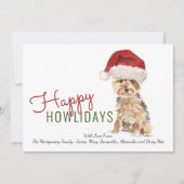 ハッピーハウリデイズキュートヨークシャーテリアインサンタハット シーズンカード (正面)
