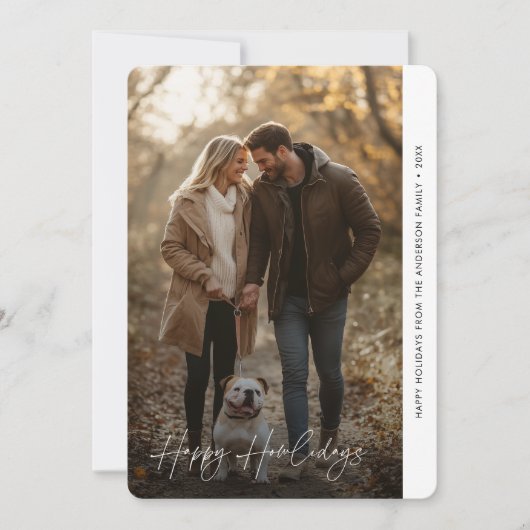 ハッピーハウリデイズクリスマスフォトおもしろい犬 シーズンカード (正面)