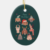 ハッピーハウリデイズグリーンクリスマスドッグ セラミックオーナメント (裏面)