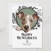 ハッピーハウリデイズグレイハウンドイタリアンドッグクリスマス シーズンカード (正面)