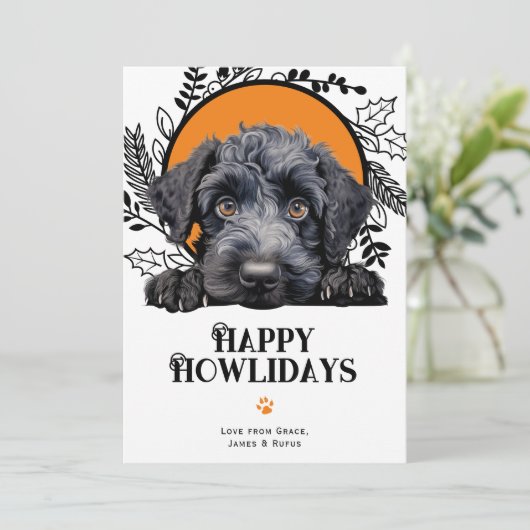 ハッピーハウリデイズケリーブルーテリアクリスマス シーズンカード (スタンド正面)