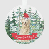 ハッピーハウリデイズゴールデンレトリバークリスマス オーナメント (正面)