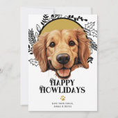 ハッピーハウリデイズゴールデンレトリバードッグクリスマス シーズンカード (正面)