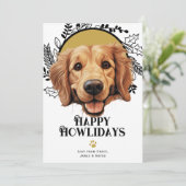 ハッピーハウリデイズゴールデンレトリバードッグクリスマス シーズンカード (スタンド正面)