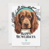 ハッピーハウリデイズサセックススパニエル犬ドッグクリスマス シーズンカード (正面)