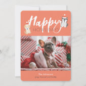 ハッピーハウリデイズサンタパピズレッドホリデーカード シーズンカード (正面)