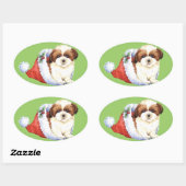 ハッピーハウリデイズシーズー（犬）ツ 楕円形シール (シート)